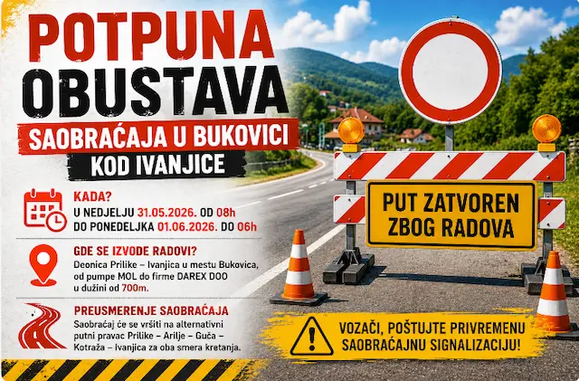 VAŽNO ZA VOZAČE U ZAPADNOJ SRBIJI: Potpuna obustava saobraćaja na deonici Prilike – Ivanjica 31. maja i 1. juna
