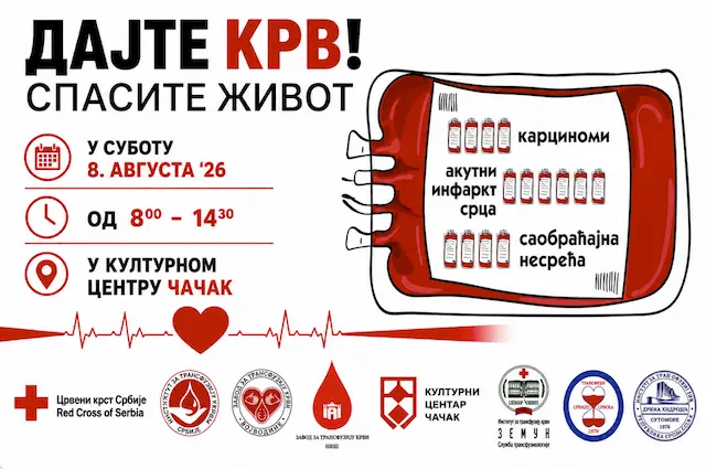 Čačak domaćin velike akcije dobrovoljnog davanja krvi